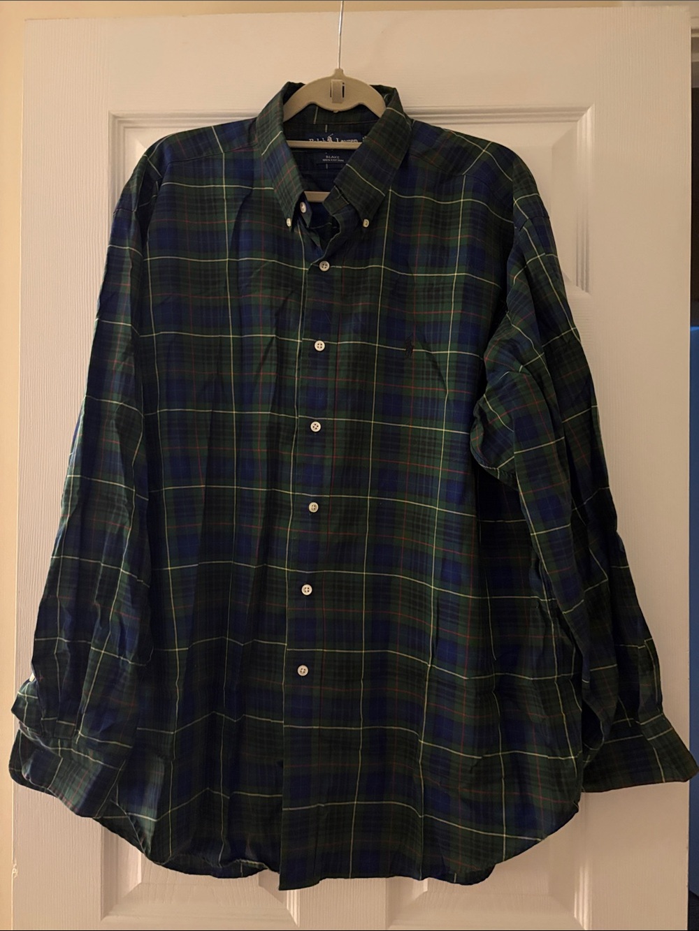 Ralph Lauren Navy and Green Plaid Button-Down Shirt